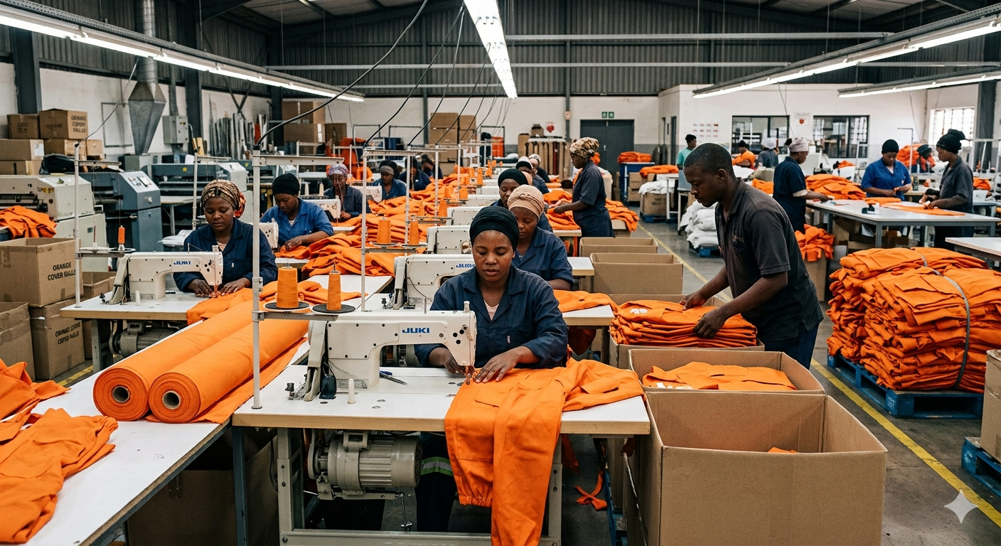 Industrial Textile Production of Orange Prison Uniform Overalls